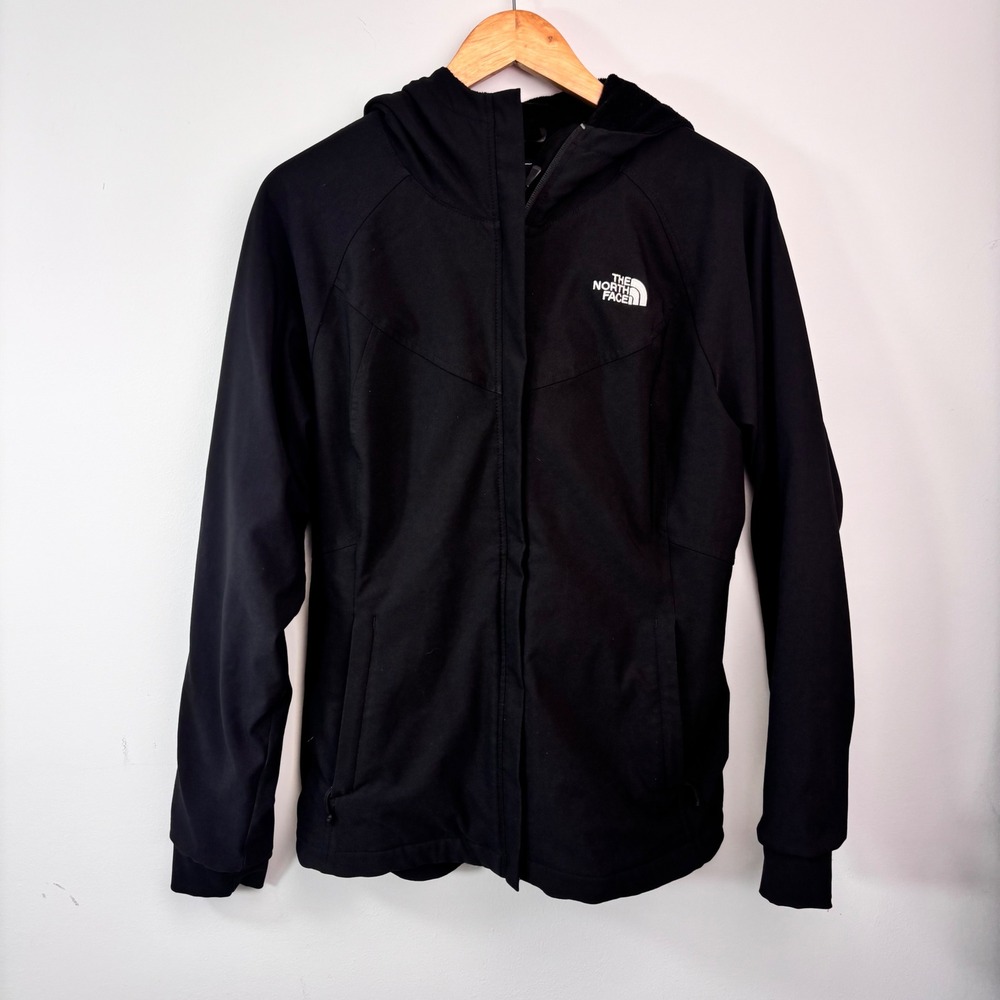 The North Face Women's Black Hooded Fleece Lined Softshell Jacket L Gorpcore